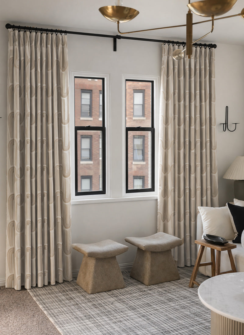 Abstract Geometric Designer Curtains – Artistic Textured