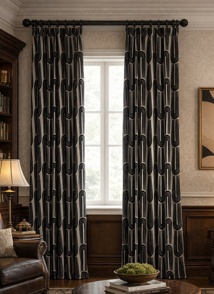 Abstract Geometric Designer Curtains – Artistic Textured