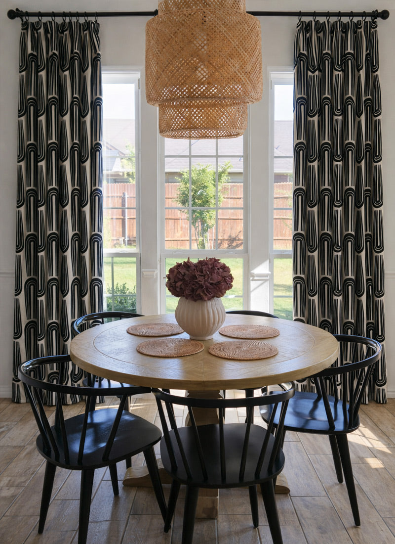 Abstract Geometric Designer Curtains – Artistic Textured