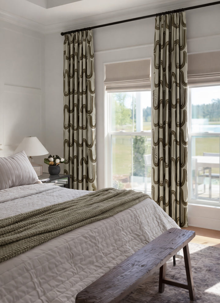 Abstract Geometric Designer Curtains – Artistic Textured