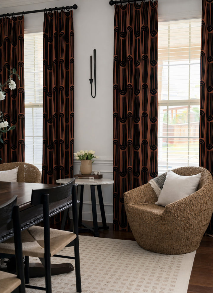 Abstract Geometric Designer Curtains – Artistic Textured