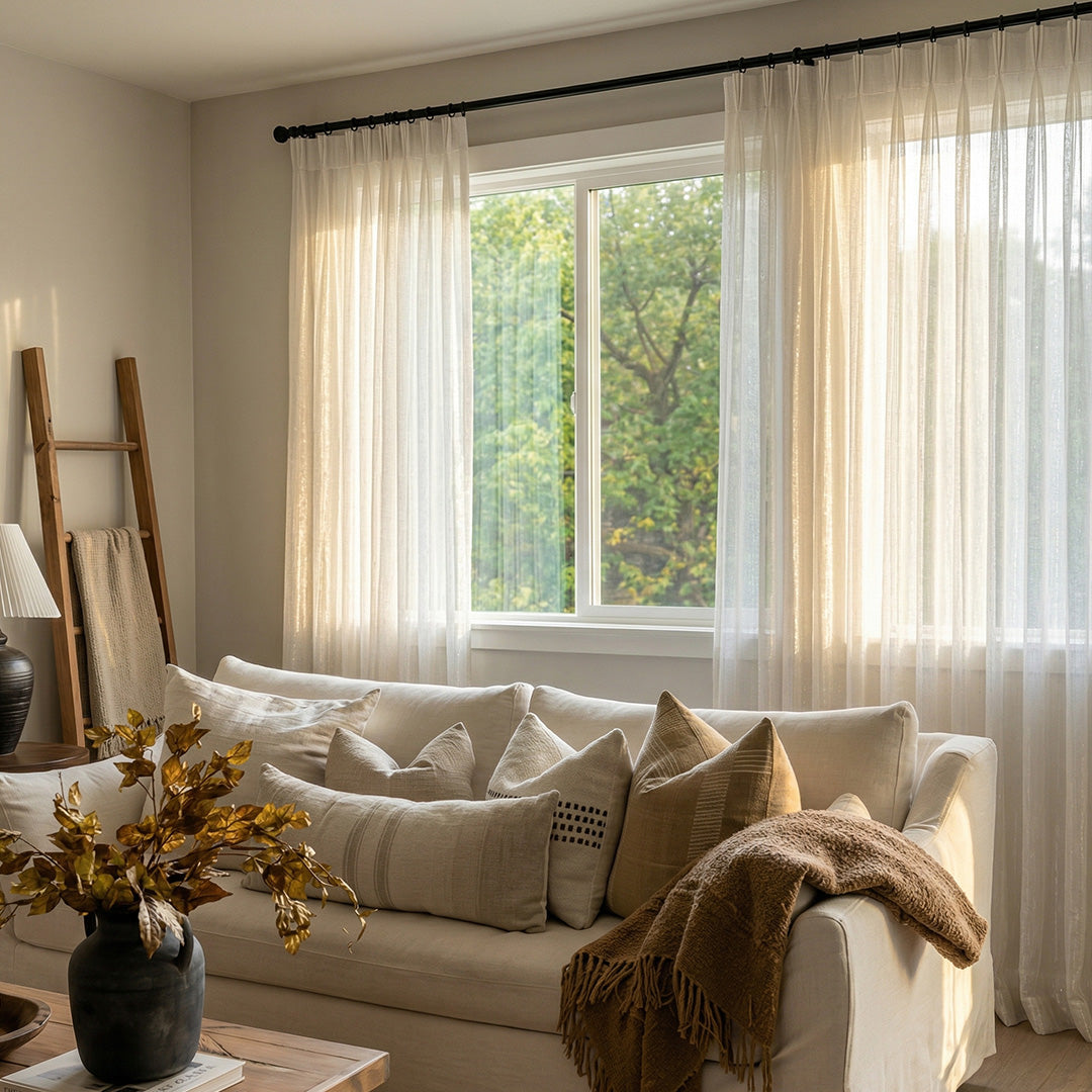 Semi Sheer Curtains with Flowing Yarn | Luxe Light Filtering & Privacy ...