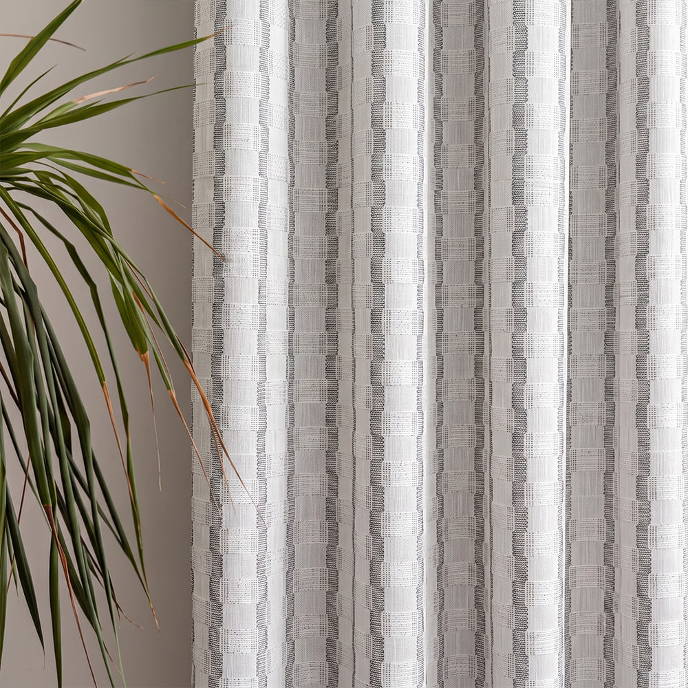 Hugmoom Custom Cotton Linen Blend Curtains – Close-Up Detailed Woven Grid Linen Texture Fabric Shot, Pet Scratch Resistant Material (USA, Canada, EU)