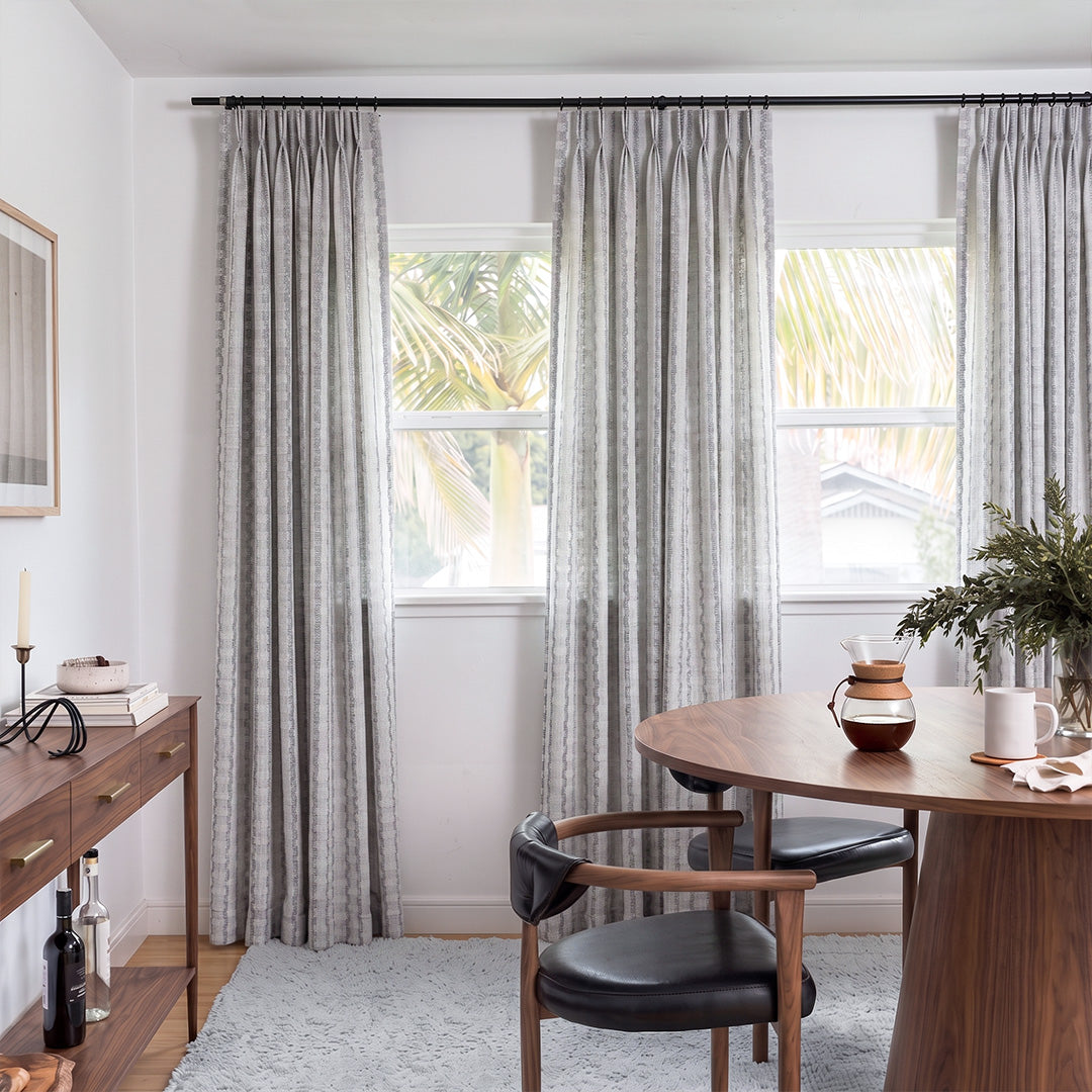 Hugmoom Custom Cotton Linen Blend Curtains – Woven Grid Texture Cat Resistant Drapes for Tropical Coastal Mid-Century Dining Rooms (USA, UK, EU)