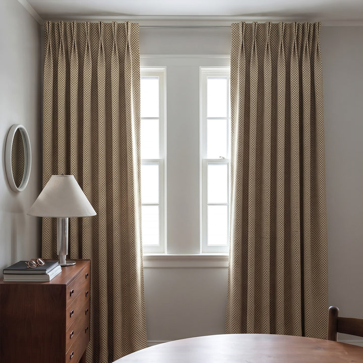 Hugmoom Custom Tailored Micro Check Dobby Woven Textured Curtains, Pinch Pleat Luxury Drapes for Dining Room, Bespoke High End Window Coverings