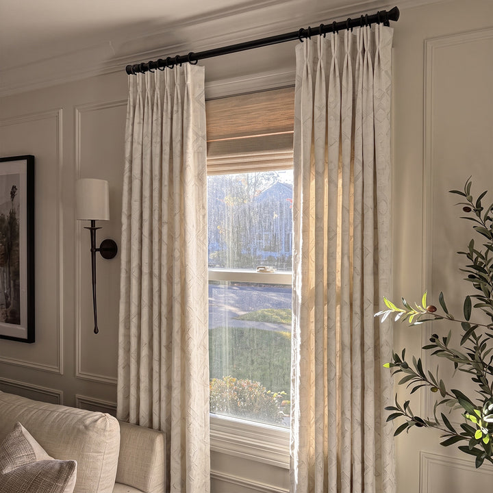 Hugmoom Custom Textured Linen Curtains – Geometric Woven Wrinkle Resistant Drapes for Classic Neutral Farmhouse Living Room Accent Windows (North America, Europe)