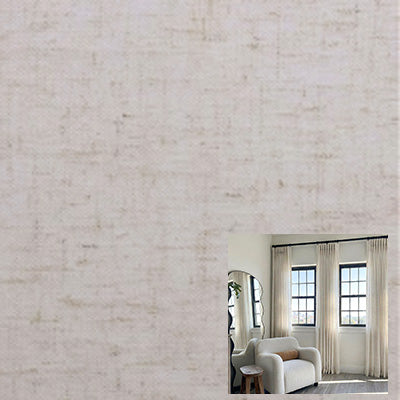 Hugmoom Customizable Light Beige Linen Sheer Curtains, Luxury Grid Texture Linen Sheer Drapes for Living Room, Custom Size Light Filtering Window Coverings, High-End Linen Curtains for Modern American Home
