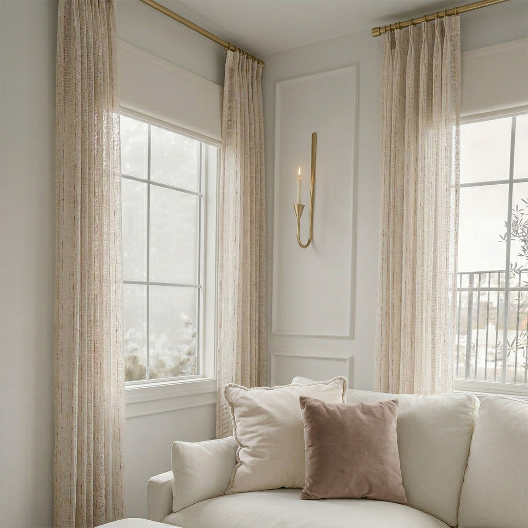 Hugmoom Customizable Textured Linen Sheer Curtains, Premium Linen Sheer Drapery for Living Room, Custom Size Light Filtering Curtains for Luxury Home Decor, Elegant Window Treatments