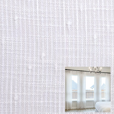 Hugmoom Customizable White Textured Linen Sheer Curtains, Luxury Pinch Pleat Linen Sheer Drapes for Bedroom, Custom Size Light Filtering Window Coverings, High-End Linen Curtains for American Home Decor