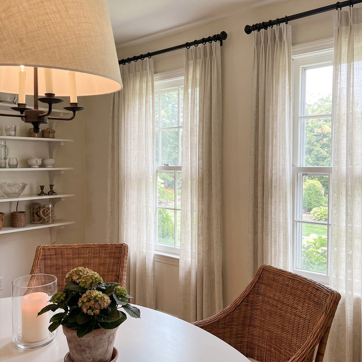 Hugmoom Customized Semi Sheer Linen Curtains Oat Light Filtering Sheers Bright Farmhouse Dining Room North America Europe