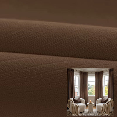 Hugmoom Dark Brown Chenille Blackout Curtains, Luxury Chenille Drapery Fabric for Bay Window, Custom Size Blackout Curtains for Living Room, Premium Window Treatments for Deep Sleep