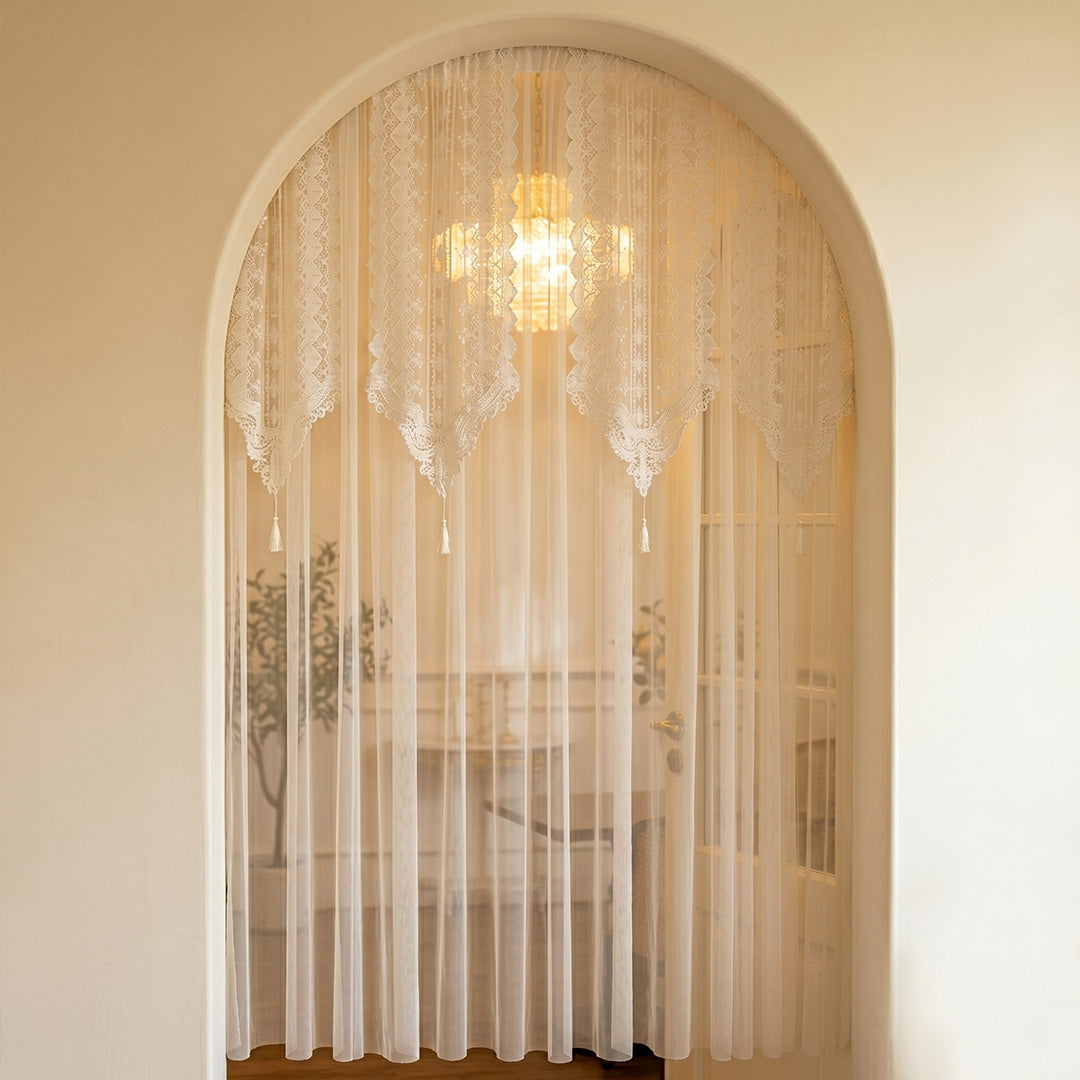 Hugmoom Door Curtain – No Drill Privacy French Lace Sheer Drapes for Arched Doorways (US, UK, EU)