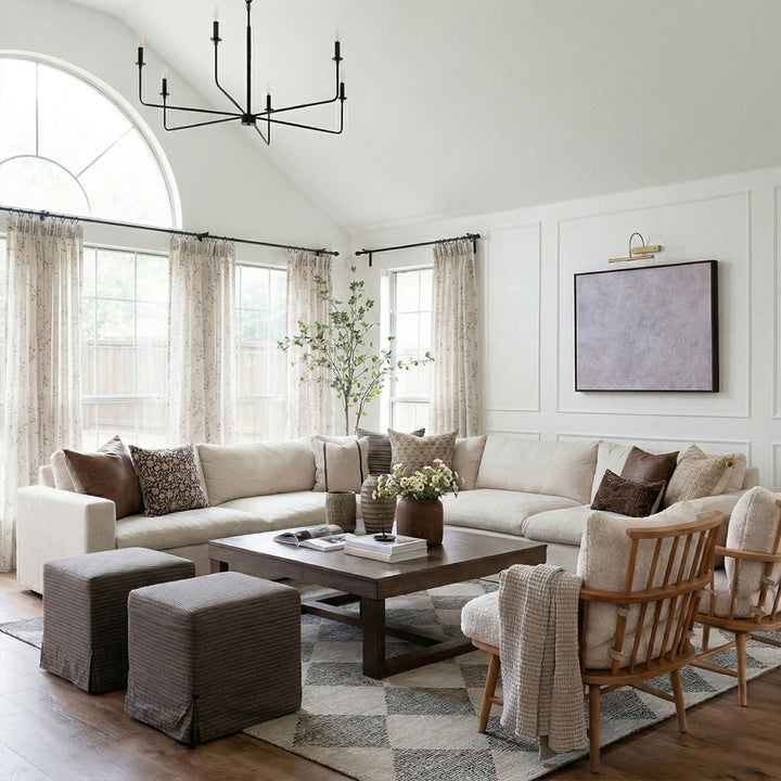 Hugmoom Floral Sheer Drapes – Custom Linen Look Drapes for Spacious High-Ceiling Living Spaces (US, UK, EU)