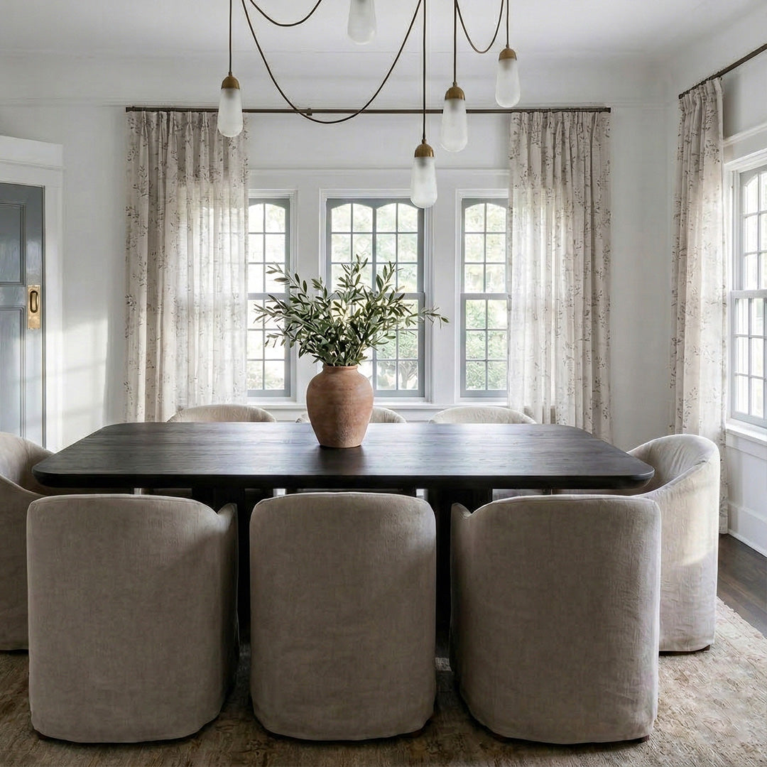 Hugmoom Floral Sheer Drapes – Stunning Linen Look Drapes for High-End Farmhouse Dining Rooms (USA, Canada, EU)