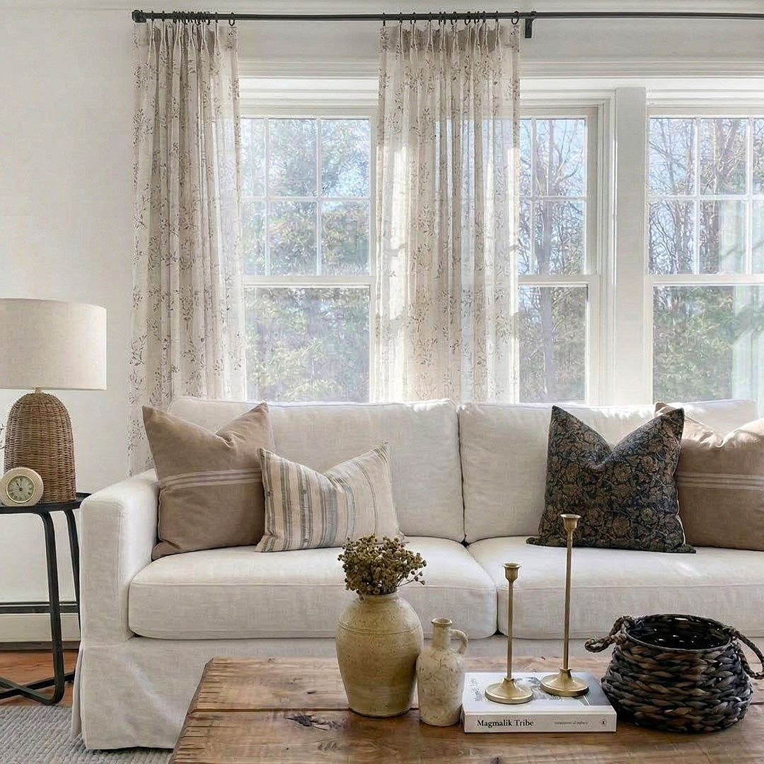 Hugmoom Floral Sheer Drapes – Luxury Light Filtering Drapes for Modern Farmhouse Living Rooms (North America, Europe)