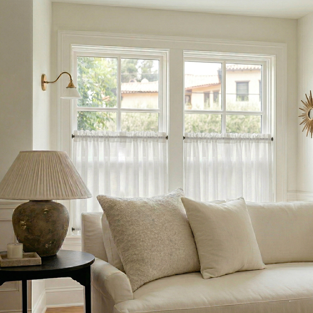 Hugmoom French Cafe Curtains – Luxury Sheer Vintage Light Filtering Drapes for Modern Farmhouse Living Rooms (US, UK, EU)