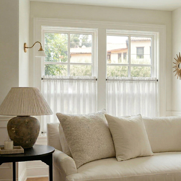 Hugmoom French Cafe Curtains – Luxury Sheer Vintage Light Filtering Drapes for Modern Farmhouse Living Rooms (US, UK, EU)