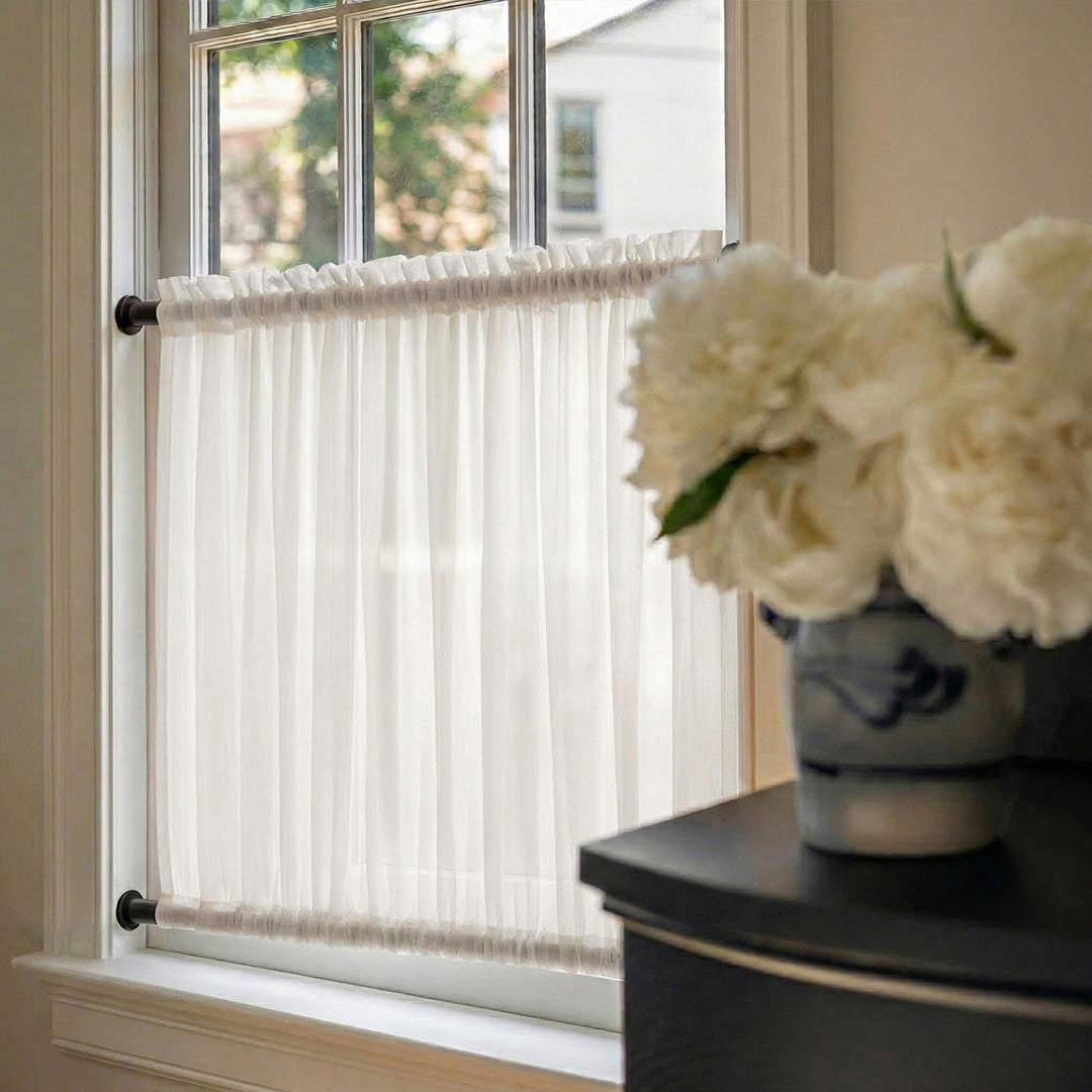 Hugmoom French Cafe Curtains – Elegant Sheer Drapes for Small Window Privacy &amp; Decor (North America, Europe)