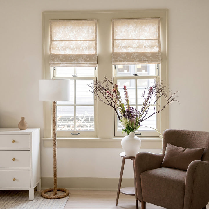 Hugmoom French Romantic Rose Cutout Roman Shade – Sheer Floral Blinds for Bright Modern Farmhouse Living Rooms (USA, Canada, EU)