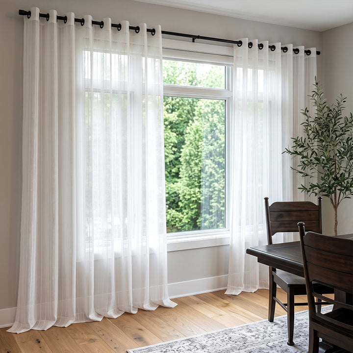 Hugmoom Gauzy Snowflake White Sheer Curtains Custom Grommet Top Light Sheer Drapes Bright Farmhouse Dining Room Home Decor