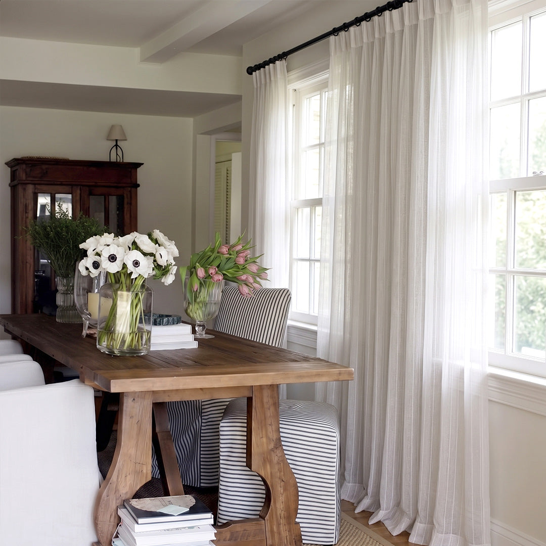 Hugmoom Gauzy Snowflake White Sheer Curtains Custom Grommet Top Light Sheer Drapes Bright Farmhouse Dining Room Home Decor