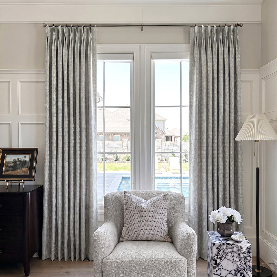 Hugmoom Jacquard Satin Curtains – Custom Exclusive Tone On Tone Arch Pattern Drapes for Suburban Farmhouse Pool View Sitting Nooks (USA, Canada, EU)