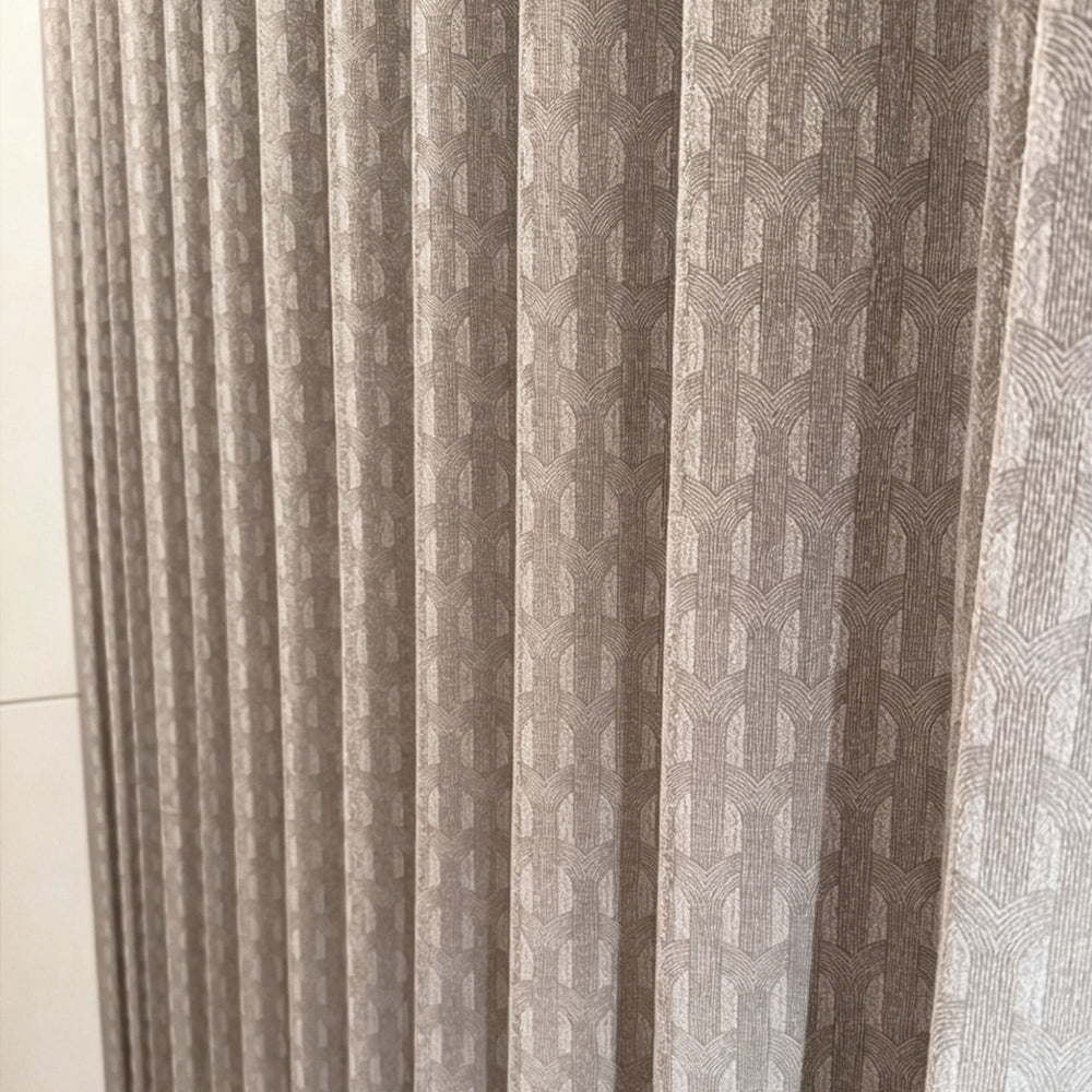 Hugmoom Jacquard Satin Curtains – Close-Up Textured Tone-On-Tone Arch Satin Fabric Detail, Premium Custom Drapery Material (North America, Europe)