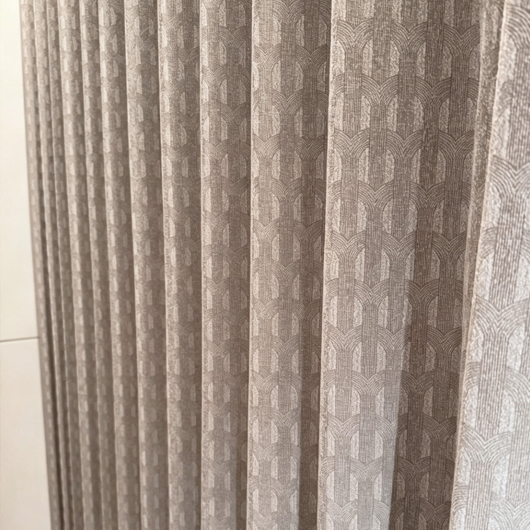 Hugmoom Jacquard Satin Curtains – Close-Up Textured Tone-On-Tone Arch Satin Fabric Detail, Premium Custom Drapery Material (North America, Europe)