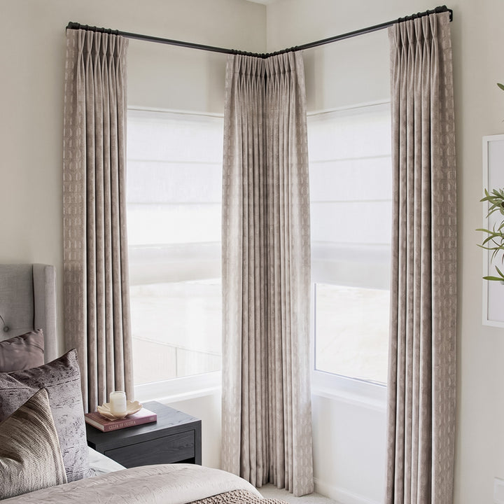 Hugmoom Jacquard Satin Curtains – Custom Exclusive Tone On Tone Arch Pattern Drapes for Soft Neutral Contemporary Guest Bedrooms (USA, UK, EU)