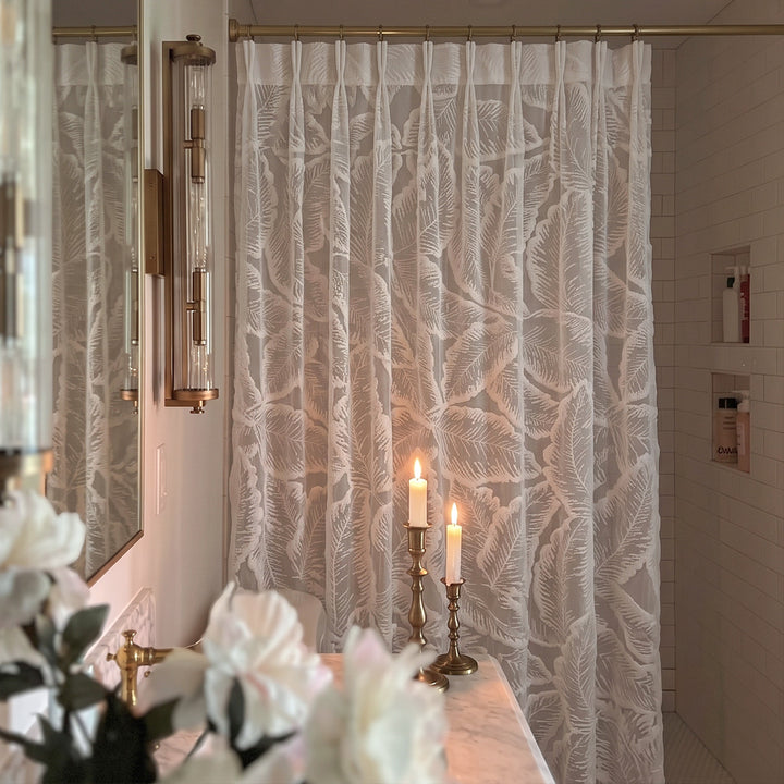 Hugmoom Leaf Pattern Sheer Curtains Embossed White 3D Leaf Voile Custom Sheers Bathroom Farmhouse Interior North America Europe