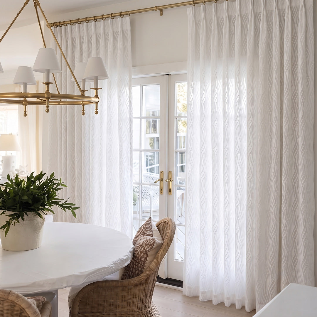Hugmoom Leaf Pattern Sheer Curtains Embossed Wave Textured Voile Light Filtering Custom Drapes Luxury Farmhouse Dining Room USA UK EU