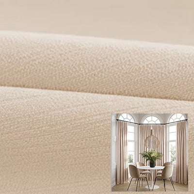 Hugmoom Light Beige Chenille Blackout Curtains, Luxury Chenille Drapery Fabric for Dining Room, Custom Size Blackout Curtains for Deep Sleep, Elegant Window Coverings for High-End American Home