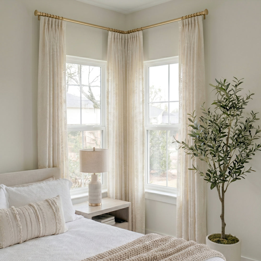 Hugmoom Light Filtering Floral Jacquard Sheers – Neutral Beige Drapes for Serene Farmhouse Bedrooms (North America, Europe)