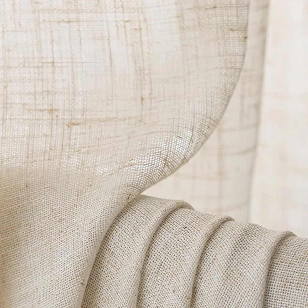 Hugmoom Linen Cafe Curtains – Close-up of Premium Textured Linen Blend Fabric (North America, Europe)