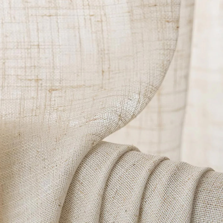 Hugmoom Linen Cafe Curtains – Close-up of Premium Textured Linen Blend Fabric (North America, Europe)