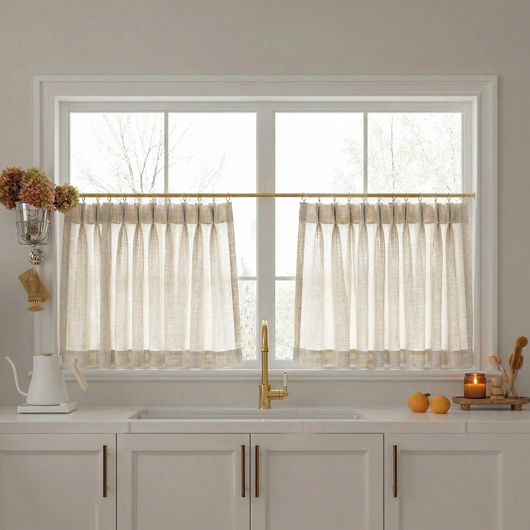 Hugmoom Linen Cafe Curtains – Elegant Custom Drapes for Bright Kitchen Windows (US, UK, EU)