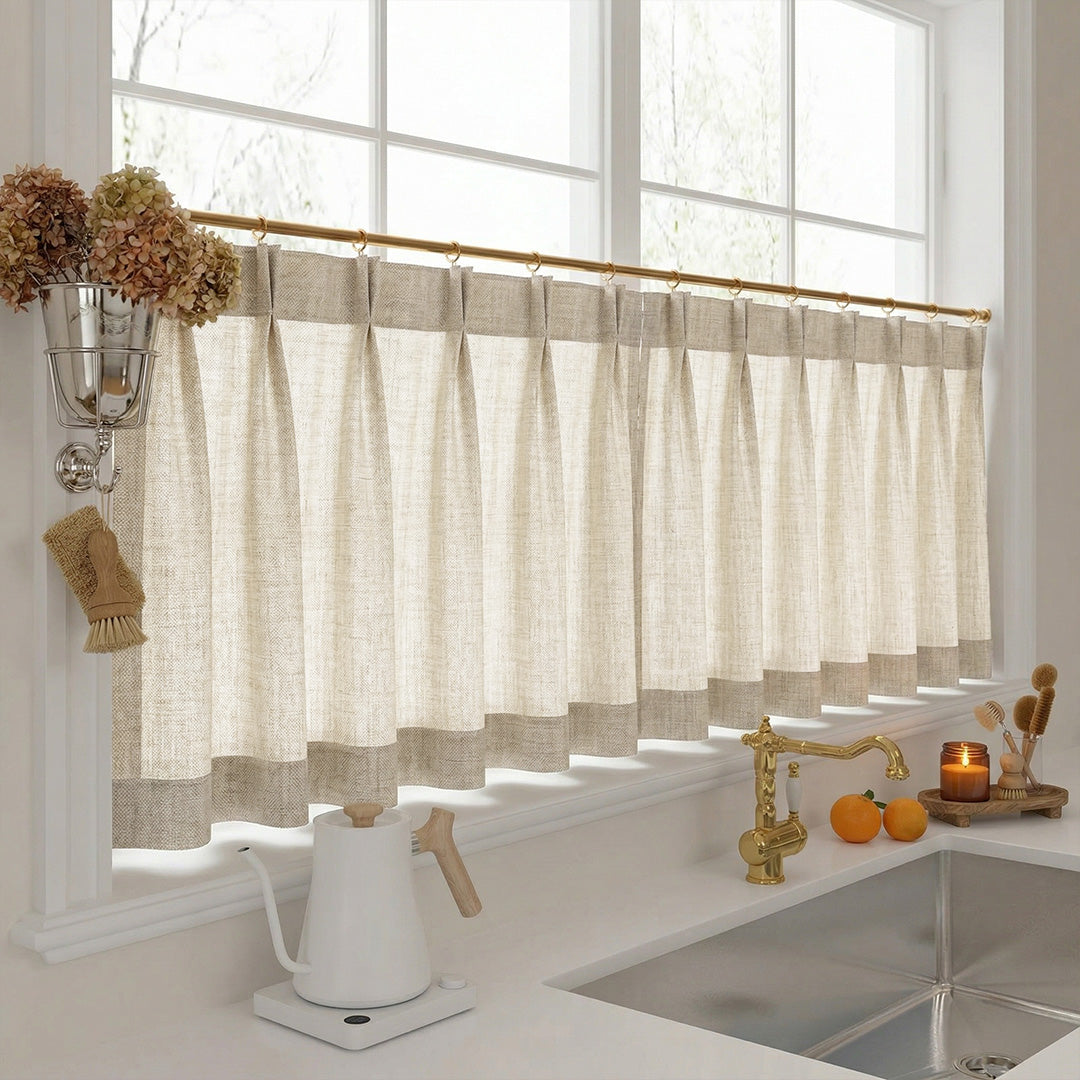 Hugmoom Linen Cafe Curtains – Timeless Light Filtering Drapes for Modern Farmhouse Sink Areas (USA, Canada, EU)