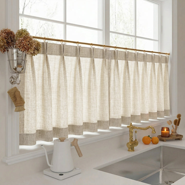 Hugmoom Linen Cafe Curtains – Timeless Light Filtering Drapes for Modern Farmhouse Sink Areas (USA, Canada, EU)