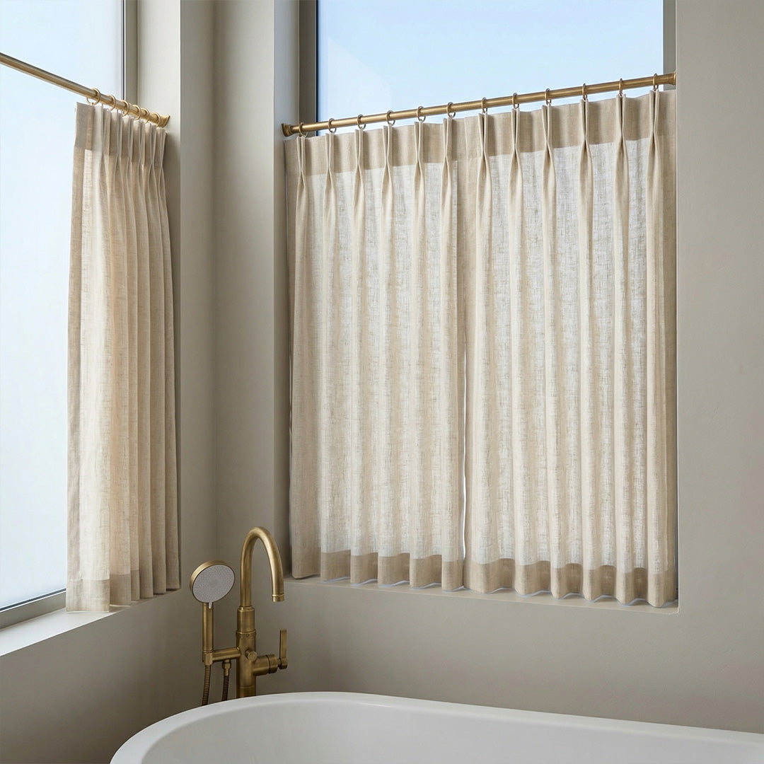 Hugmoom Linen Cafe Curtains – Close-up of Soft Woven Linen Fabric with Natural Texture (USA, EU)