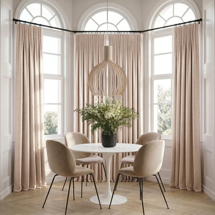 Hugmoom Luxury Chenille Blackout Curtains, Triple Pinch Pleat Drapes for Dining Room, Custom Size Blackout Curtains for Bay Window, Elegant Window Coverings for High-End Home Decor