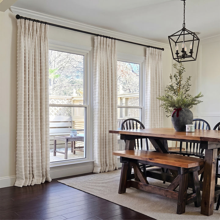 Hugmoom Luxury Striped Curtains for Effortless High End Style Cream Striped Pleated Drapes Rustic Farmhouse Dining Room USA Midwest