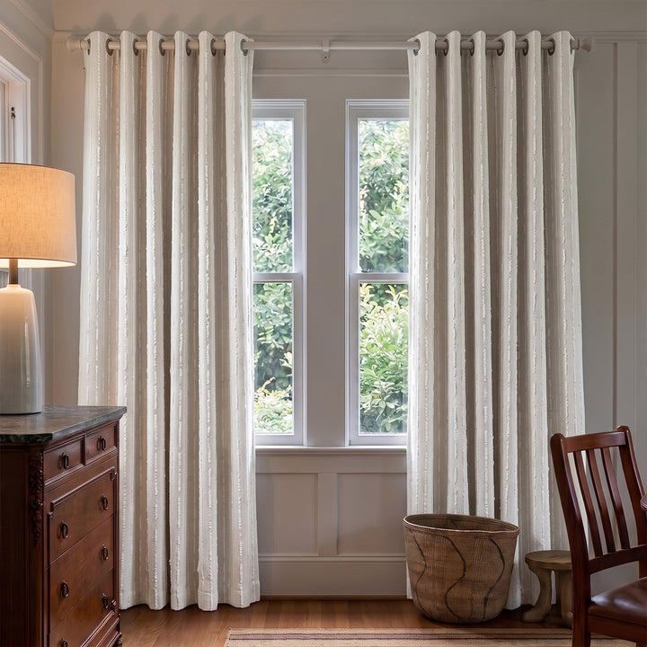 Hugmoom Luxury Striped Curtains for Effortless High End Style Off‑White Stripe Grommet Drapes Casual Traditional Home Office EU Germany