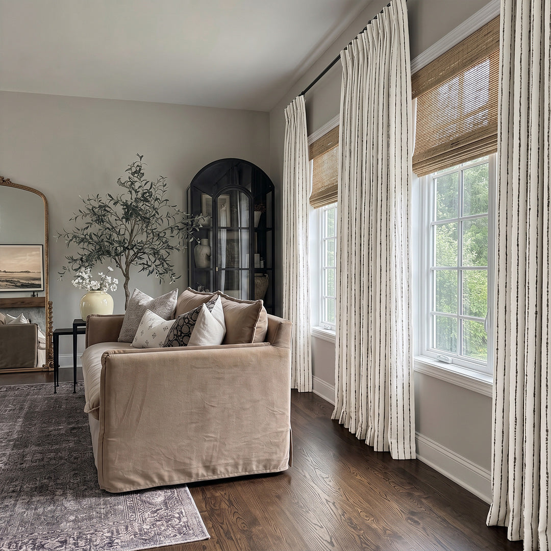 Hugmoom Luxury Striped Curtains for Effortless High End Style White Black Thin Stripe Drapes Transitional Cozy Living Room EU France