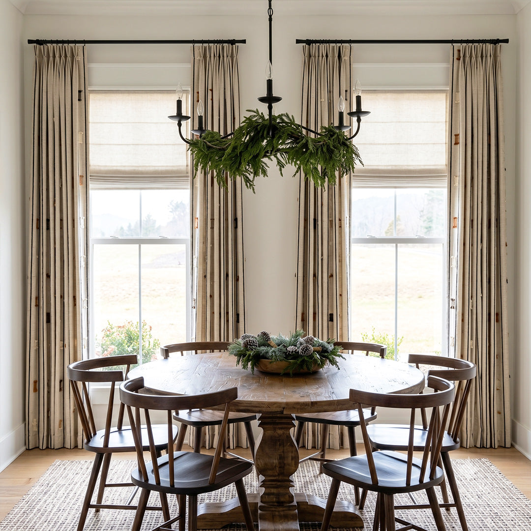 Hugmoom Modern Farmhouse Curtains, Striped Textured with Tassel Fringe, Custom Drapes for Organic Modern Dining Room