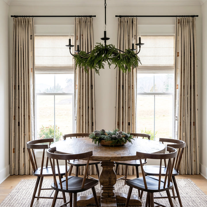 Hugmoom Modern Farmhouse Curtains, Striped Textured with Tassel Fringe, Custom Drapes for Organic Modern Dining Room