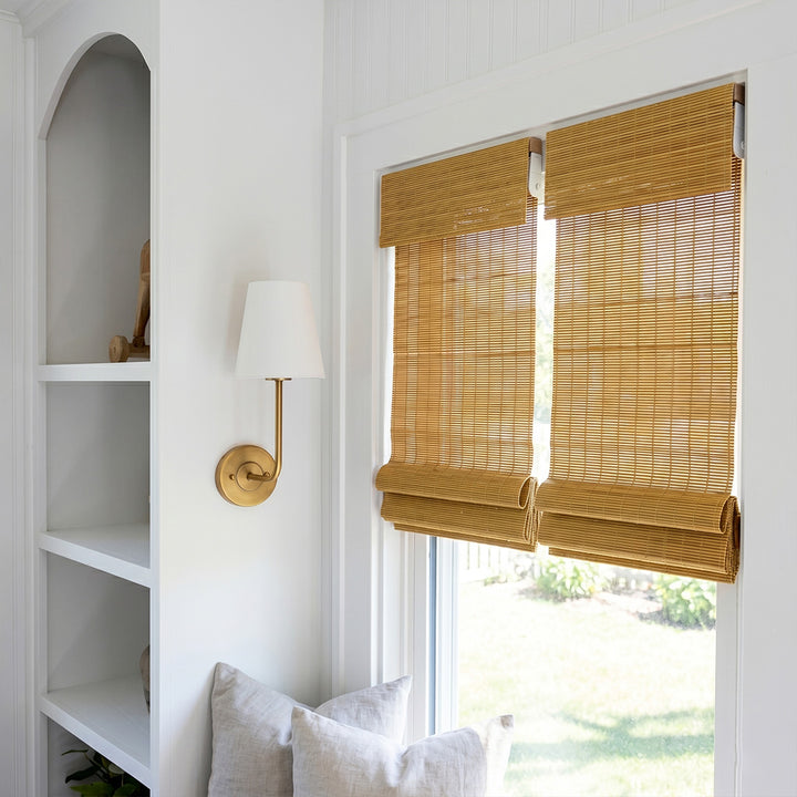 Hugmoom No Drill Bamboo Roman Shade – Natural Woven Blinds for Small Nook Windows in Luxury Homes (US, UK, EU)