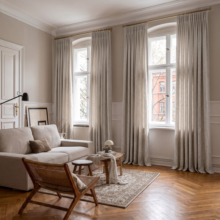 Hugmoom Pattern Leaf Sheer Curtains - Soft Sheer Custom Curtains, Vintage Leaf Sheer Drapes for Wainscoting Farmhouse Living Rooms (North America, Europe)