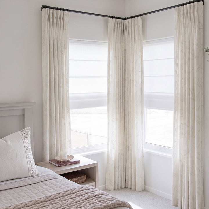 Hugmoom Pattern Leaf Sheer Curtains - Soft Sheer Custom Curtains, Leaf Embossed Sheer Drapes for Coastal Neutral Primary Bedrooms (USA, UK, EU)