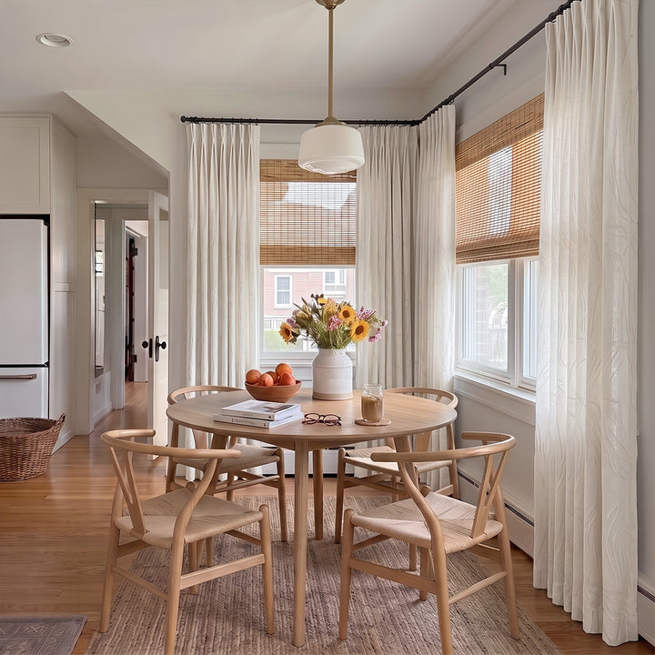Hugmoom Pattern Leaf Sheer Curtains - Soft Sheer Custom Curtains, Light Filtering Leaf Pattern Sheer Drapes for Warm Casual Farmhouse Breakfast Nook Dining Areas (North America, Europe)