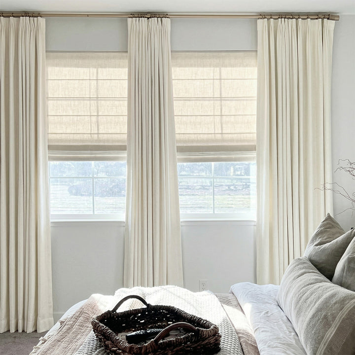 Hugmoom Premium Chenille Blackout Curtains, Pinch Pleat Bedroom Drapes with Roman Shades, Custom Size Blackout Curtains for Deep Sleep, Luxury Window Treatments for American Bedroom